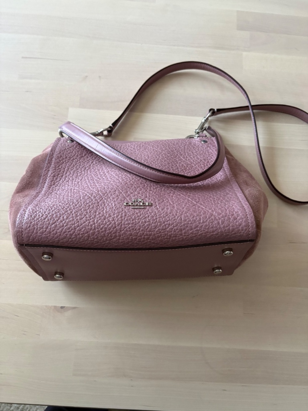 Coach Carrie Convertible Shoulder Bag-Lilac/ Blossom Pebbled Leather - Picture 3 of 8